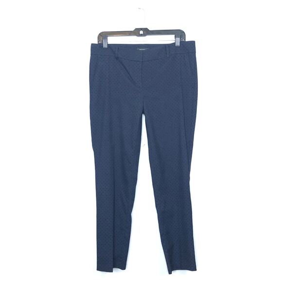 Ann Taylor Trouser  Slacks Navy Blue Velvet Mini Polka Dot Pattern Pants  8 - Picture 1 of 9